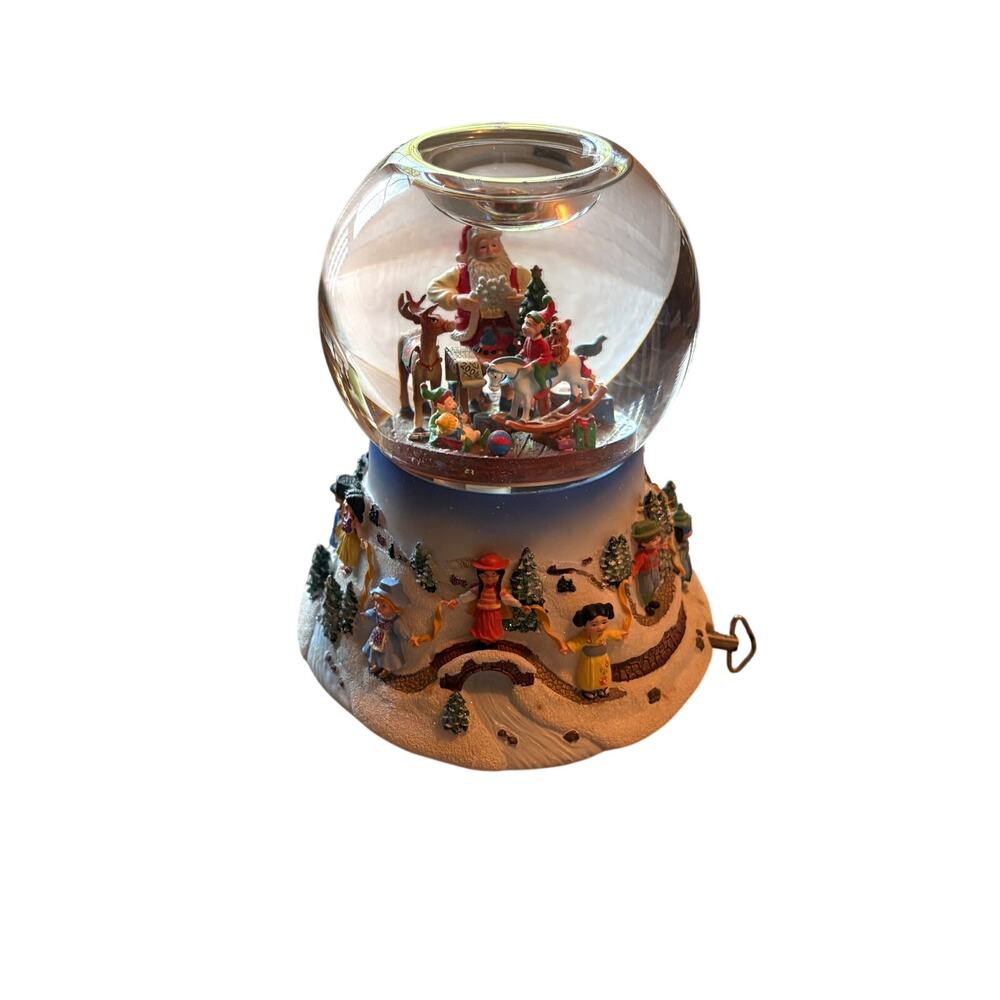 PartyLite Santa At His Shop Musical Snow Globe Tealight P8202 Vintage Box